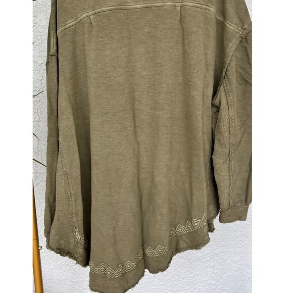 NWT Anthropology by Caite Nikola Tunic Olive Color Size XL Raw Hems - Picture 10 of 14